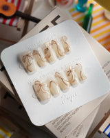 Silk Bow Short Coffin press on nails, handmade custom nails by Joyeenails