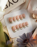 Silk Green - New nails — nude pink base sage by Joyee Nails