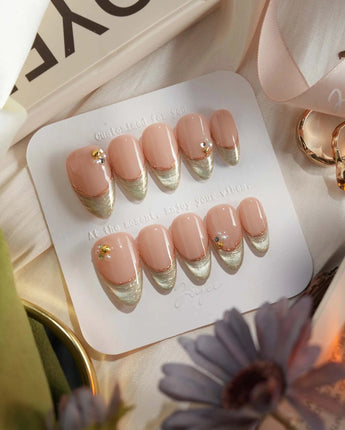 Silk Green - New nails — nude pink base sage by Joyee Nails