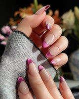 Silk Plum handmade press-on nails featuring Alluring Purple Cat Eye, French Gold Wire.