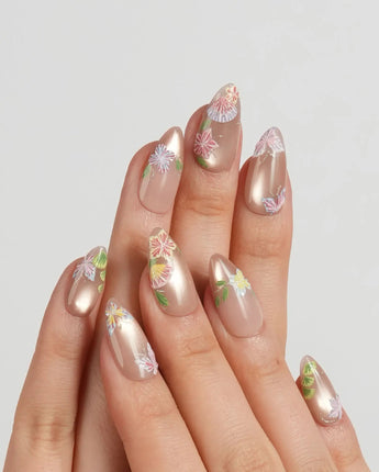 Silk Stitch press-on nails — Midsummer Blooms, Colorful 3d
