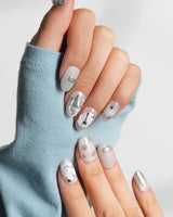 Silver Spoon handmade metallic dessert nails with shiny chrome spoon and stars