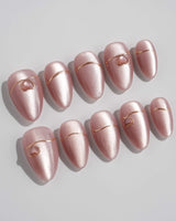 Simple love press-on nails — Gentle Blush Cat Eye,