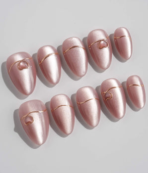 Simple love press-on nails — Gentle Blush Cat Eye,