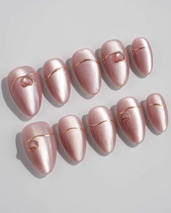 Simple love press-on nails — Gentle Blush Cat Eye,