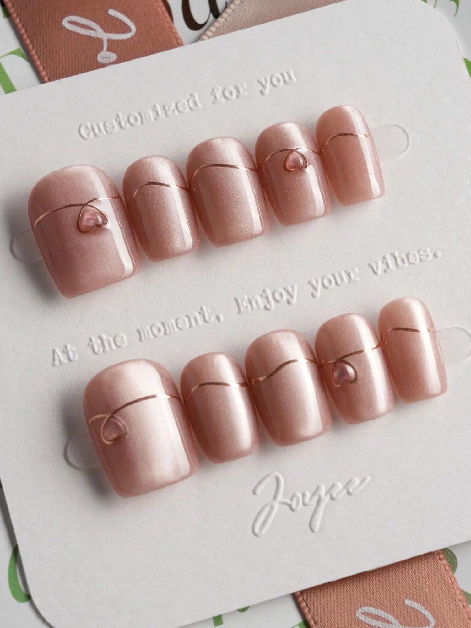 slim fit dress slacks Simple love — Pink Cat Eye Press-On Nails