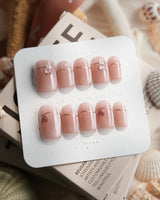Simple love Short Square press on nails, handmade custom nails by Joyeenails