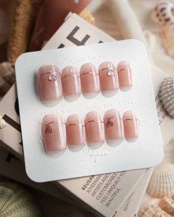 Simple love Short Square press on nails, handmade custom nails by Joyeenails