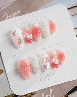 Slushie Strawberry candy-soft nails with 3D strawberry slices and bubbly accents