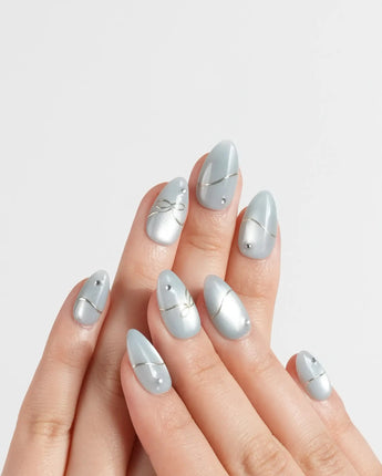 Soda Bubble press-on nails — Fresh Icy Blue, Simple
