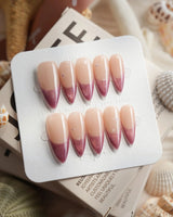 Soft Glow Medium Stiletto press on nails, handmade custom nails by Joyeenails