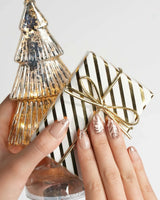 Solar Cycle nail art close-up showing Icy Nude Pink & Rose Gold, 3D Mirror Streamlined Textures & French Tip Accents. details