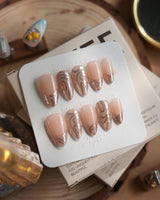 Solar Cycle nails in short almond — Icy Nude Pink &