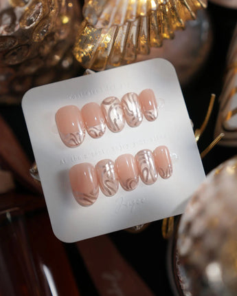 Solar Cycle nails in short oval — Icy Nude Pink &