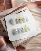 Splash Club pool animal press-on nails in short square shape