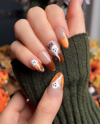 Spooky Glow - Amber - Joyeenails - HW020 - L / Medium Almond