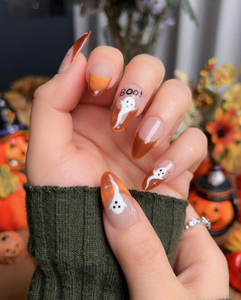 Spooky Glow - Amber - Joyeenails - HW020 - S / Medium Almond