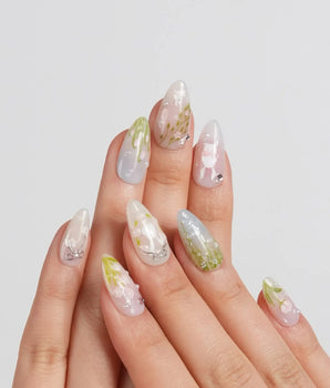 Spring Whisper press-on nails — Fresh Picture-book Style, Hand-painted