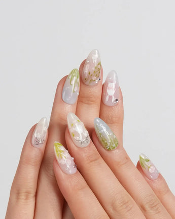 Spring Whisper press-on nails — Fresh Picture-book Style, Hand-painted