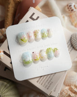 Spring Whisper Extra Short Squoval press on nails, handmade custom nails by Joyeenails
