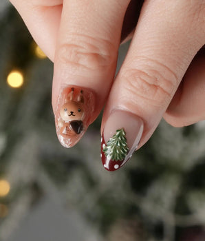 Squirrel Tales press-on nails — Autumn Forest Palette, 3D