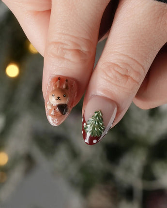 Squirrel Tales press-on nails — Autumn Forest Palette, 3D
