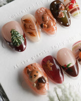 Squirrel Tales press-on nails — Autumn Forest Palette, 3D