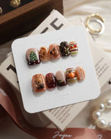 Squirrel Tales Extra Short Square press on nails, handmade custom nails by Joyeenails