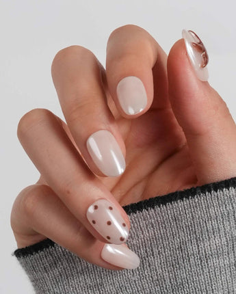 Starfish & Dots Short Oval press on nails, handmade custom nails by Joyeenails