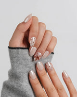 Starfish & Dots versatile nail set with glossy ivory, brown dots, and sculpted starfish