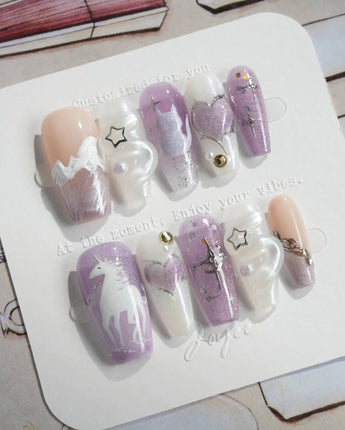 Stargaze pastel cat-eye nails with whimsical sky motifs and raised star accents