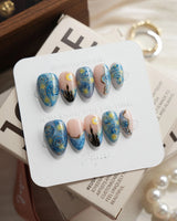 Starry Night Extra Short Almond press on nails, handmade custom nails by Joyeenails