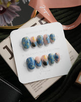 Starry Night Extra Short Oval press-on nails