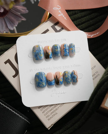 Starry Night Extra Short Square press-on nails