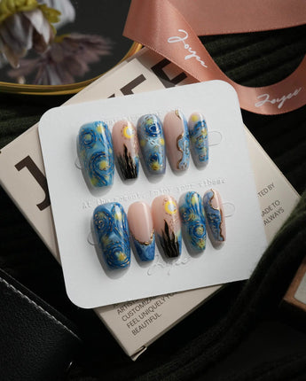 Starry Night medium coffin press-on nails