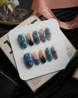 Starry Night medium oval press-on nails