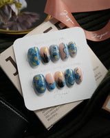 Starry Night short oval press-on nails