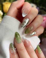 Streams - Journey Lines press-on nails — Fresh Herbal Green, French