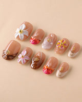 Tropical Nails Vibes summer nail designs with lush beachy floral accents