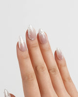 Sunday Light nails in short almond — Translucent Aurora Pink Gradient,