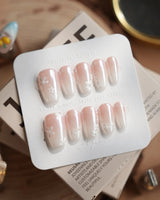 Sunday Light nails in short coffin — Translucent Aurora Pink Gradient,
