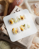 Sunflower — Golden Noise Extra Short Coffin press on nails, handmade custom nails by Joyeenails