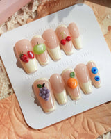 Sunny Mix glossy mixed fruit press-on nail set for a soft summer manicure