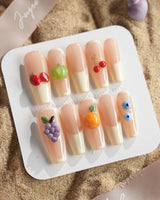 Sunny Mix light refined fruit nails with nude creamy French tips