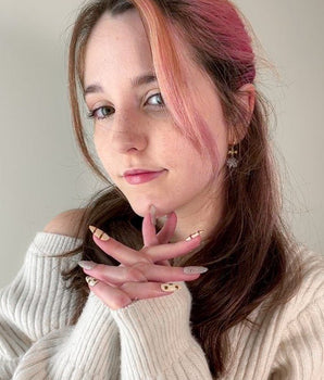 Sweater Weather handmade press-on nails featuring Soft Brown Tone, 3D Bears & Knit Texture.