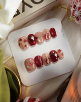 Sweet Bite nails — Deep Red & Nude by Joyee Nails