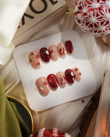 Sweet Bite nails — Deep Red & Nude by Joyee Nails