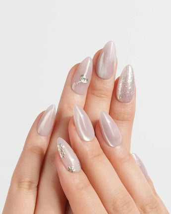 Sweet Nothings press-on nails — Soft Nude Pink, Glitter