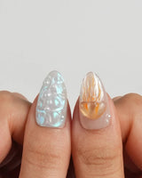 Tangerine Dream Short Almond press on nails, handmade custom nails by Joyeenails