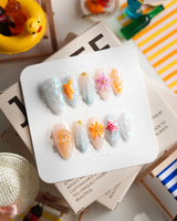 Tangerine Dream Short Almond press on nails, handmade custom nails by Joyeenails